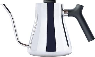 Fellow Stagg Stovetop Pour-Over Coffee and Tea Kettle - Gooseneck Teapot with Precision Pour Spout, Built-in Thermometer, Stainless Steel, 1 Litre