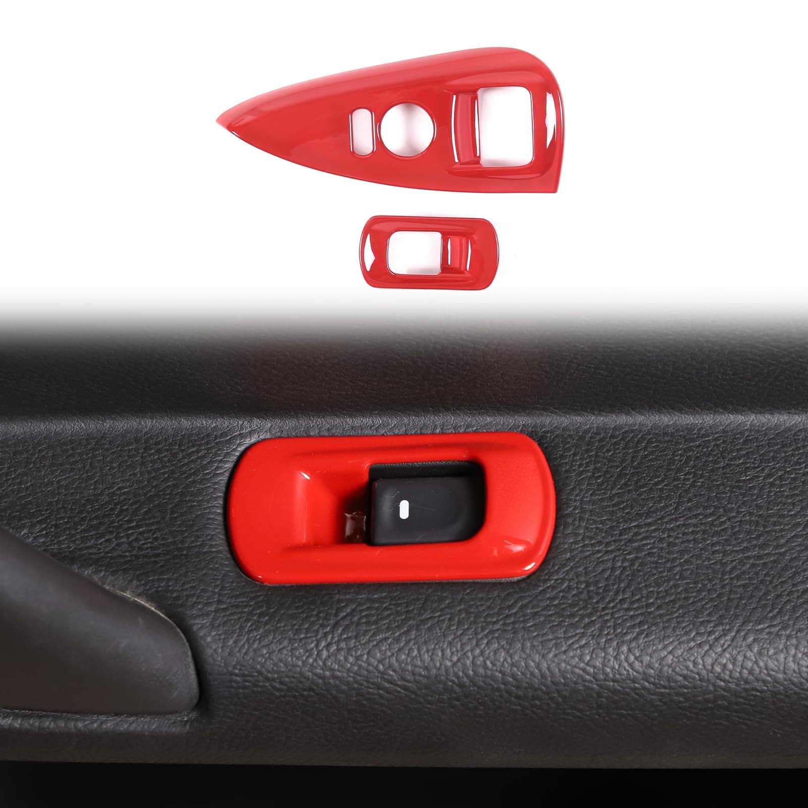 Window Lift Switch Cover Compatible with Chevy Corvette C6 2005-2013, Car Door Window Glass Lift Button Panel Trim Cover Accessories (Sports red)