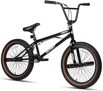 cubsala Freestyle BMX Bike, 20 Inch Yaphet Bicycle for Teen Beginner Adult Riders, Bike with 360° Rotating Handlebar and 4 pegs, Black with Brown Tire