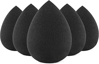 BEAKEY Makeup Sponge Set, 5 Pcs Foundation Blending Sponge, Beauty Sponges Flawless for Liquid, Cream, and Powder, Latex-Free and Vegan Boun Boun Makeup Sponges, Black