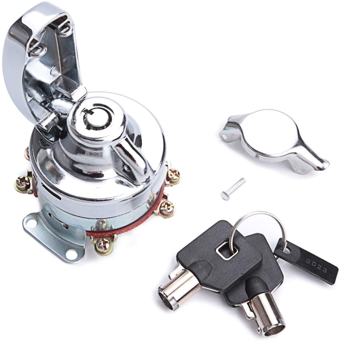 Chern Yueh 6 Pole Ignition Switch for 84-95 Harley-Davidson Dyna Fat Bob Softail 71501-73A (Chrome)