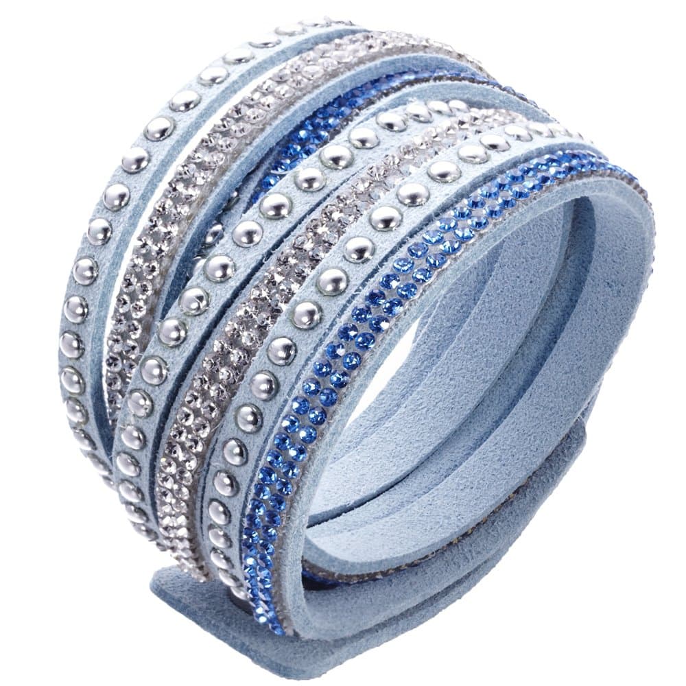 TF Crystal Stud Light Blue Cuff Rhinestone Slake Bracelet