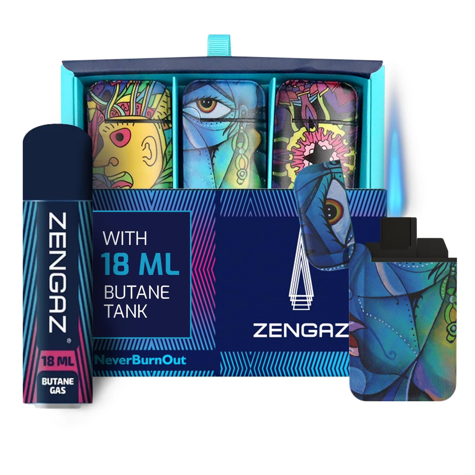 Zengaz Prefilled 3 Pack Cool Torch Lighters - Refillable Butane Lighter, Windproof Jet Flame, Rubberized Matte Finish, No Flint for Men & Women Plus Free 18ML Refill, It is Only a Dream, 3-Count