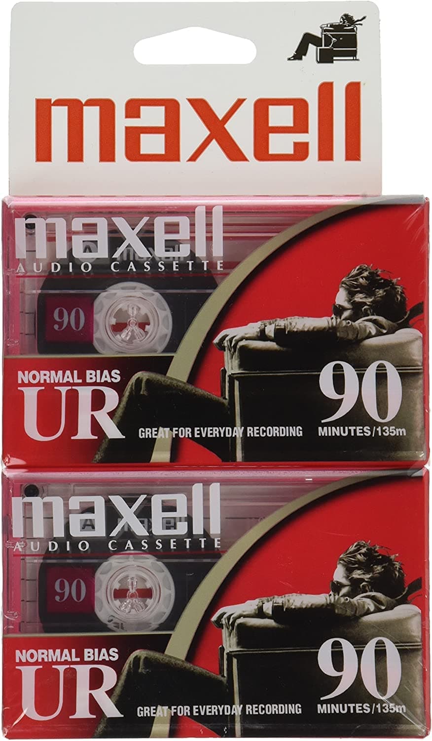 Maxell 108527 Optimally Designed Flat Packs with Low Noise Surface 90 Min Recording Time Per Cassette, One Color, One Size
