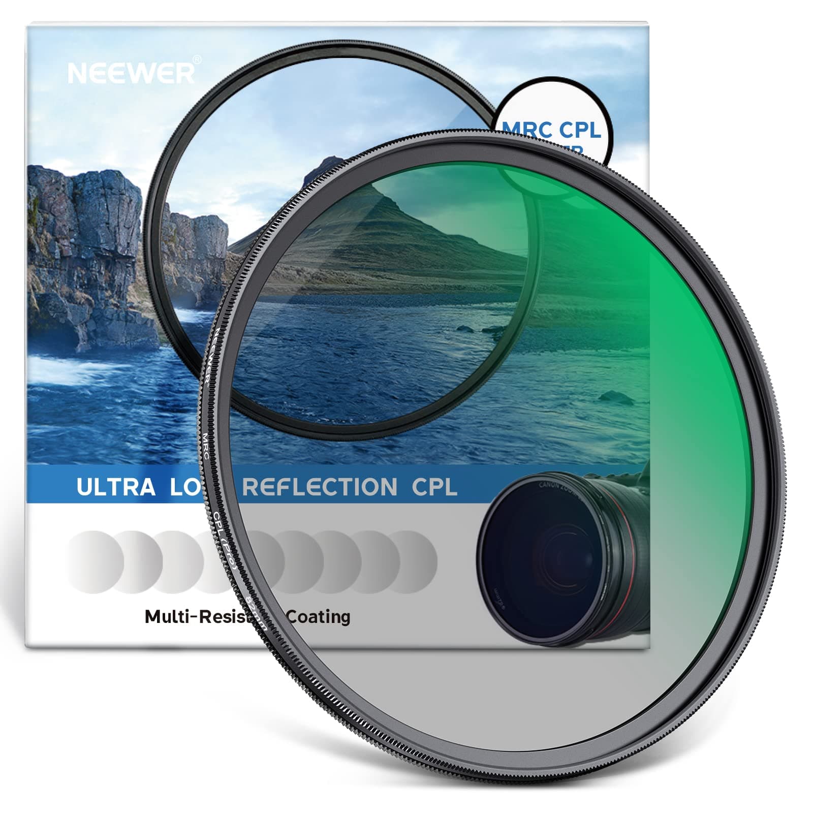 NEEWER 82mm PL Filter, Circular Polarizing Filter, HD Optical Glass, 30 Layer Nano Coating Polarizing Film, Enhance Contrast, Eliminate Reflection, Reduce Glare, Ultra Thin Lens Filter