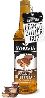 Syruvia Coffee Syrup, Peanut Butter Cup Flavored Syrup for Drinks, Lattes, and Desserts – 25.4 fl oz