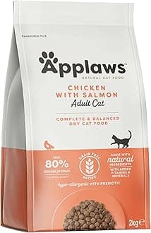 Applaws Complete and Grain Free Dry Adult Cat Food 2kg, Chicken with Salmon High Protein Cat Kibble (Pack of 1)