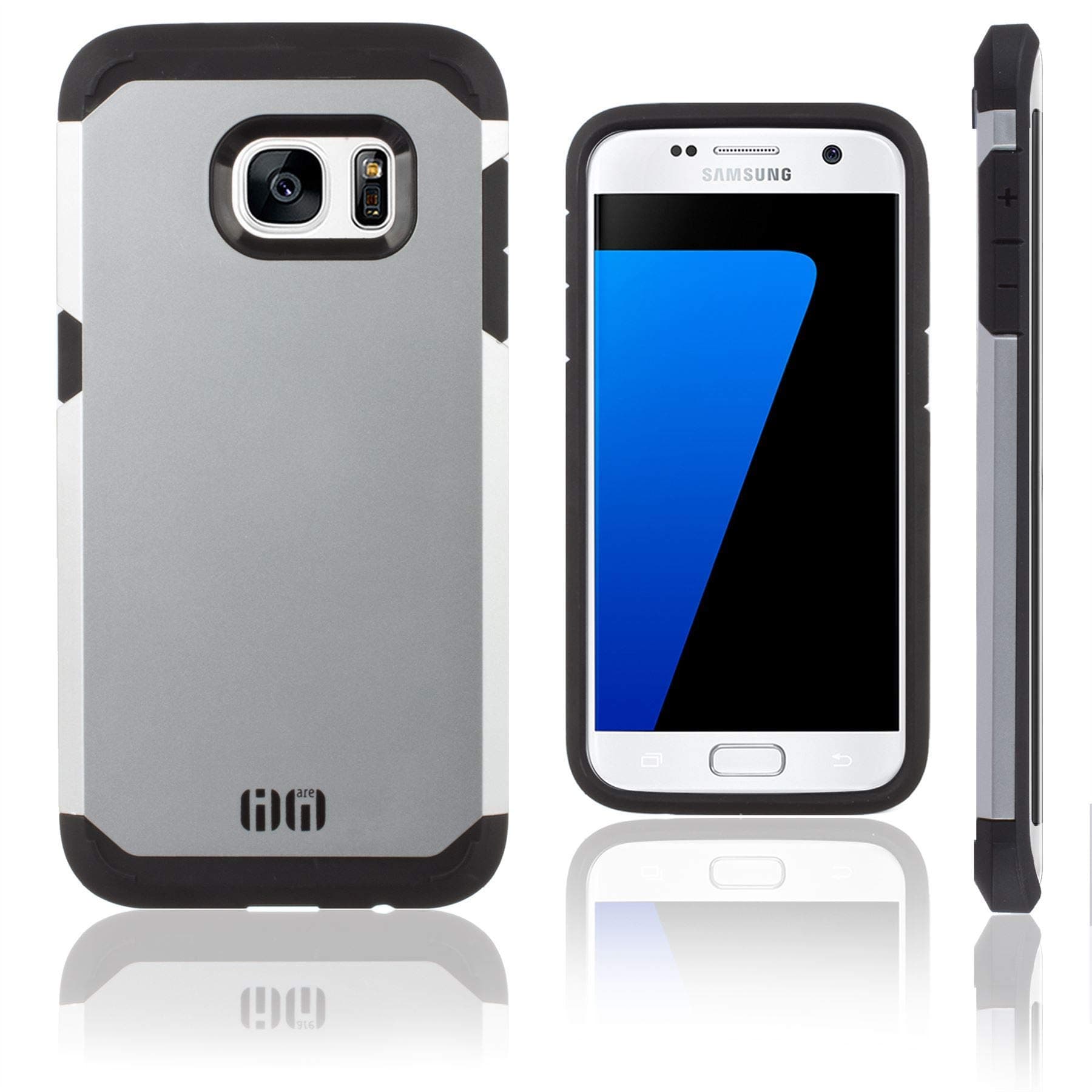Lilware Angular Armor Hard Plastic Case for Samsung Galaxy S7 Edge - Black/Silver