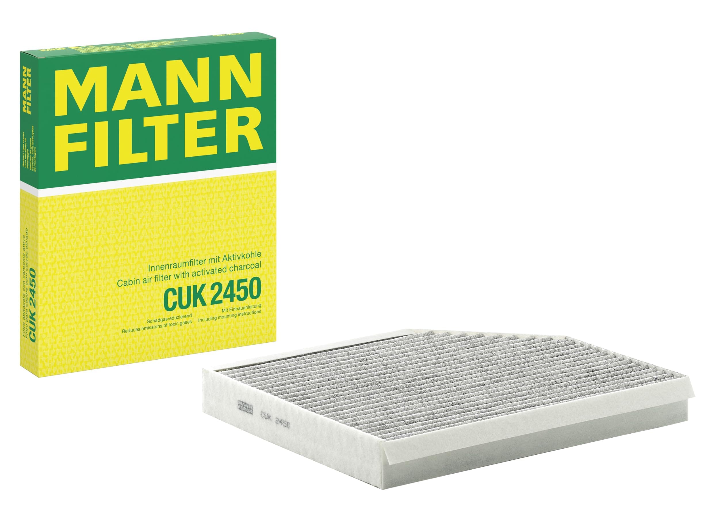 MANN-FILTER CUK 2450 Cabin Air Filter - Pollen Filter with Activated Carbon - for Cars + Transporters