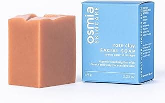 Osmia Skincare - Natural Rose Clay Facial Soap Bar | Coconut Milk, Jojoba Oil, Mango Butter | Soothe, Plump, Soften | Clean Beauty for Healthy Skin (2.25 oz | 64 g)