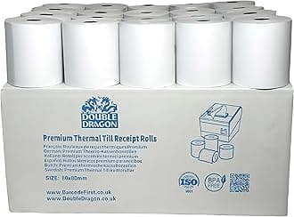 Double Dragon, 80 x 80 mm Premium Thermal Paper Till Receipt Roll for EPOS Printer, POS Terminal, Cash Register [Pack of 5]