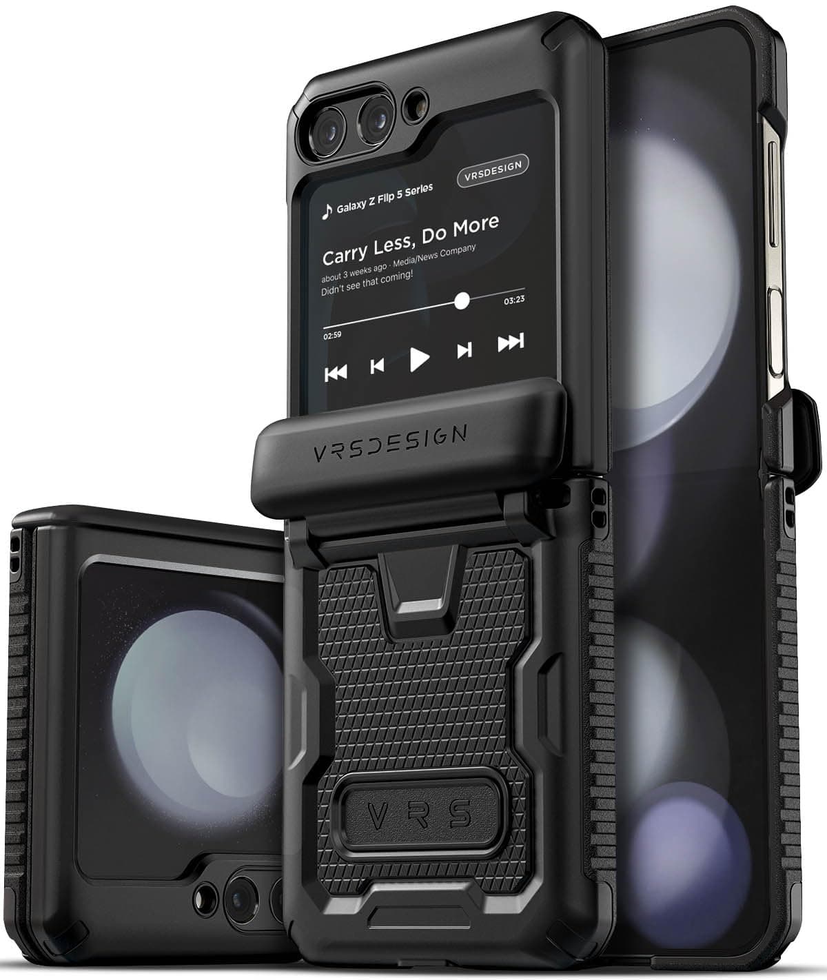 VRS DESIGNTerra Guard Active 360 [Hinge Protection] designed for Samsung Galaxy Z Flip 5 case cover (2023) - Matte Black