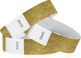 200 WristCo Tyvek Deep Metallic Gold Wristbands for Events – Tamper-Proof Design Prevents Reuse – Premium-Grade Bracelets for Hospital & Medical ID, Party, Concert Entry, VIP Identification
