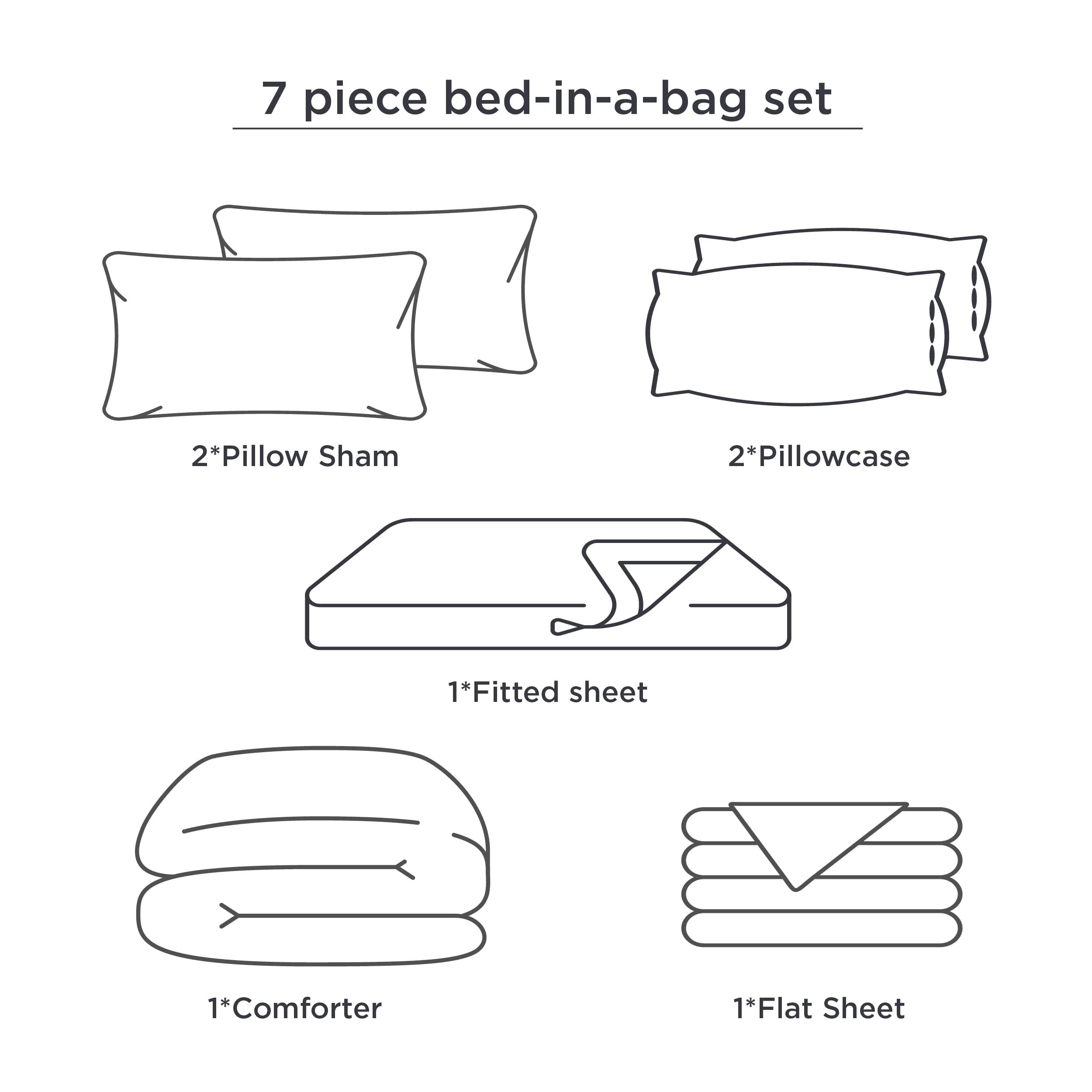 Bedsure Full Comforter Set 7 Pieces, Purple Striped Bedding Set for All Seasons, Reversible, Cationic Dyeing Bed in a Bag with Comforter, Sheets, Pillowcases & Shams