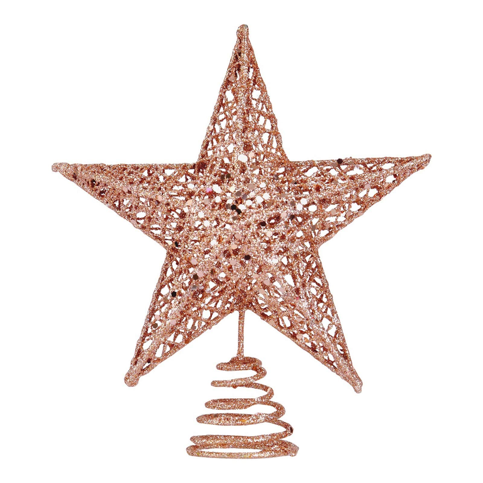 BinaryABC Christmas Tree Topper Star,Glittering Christmas Tree Decoration Ornaments,20cm (Rose Gold)