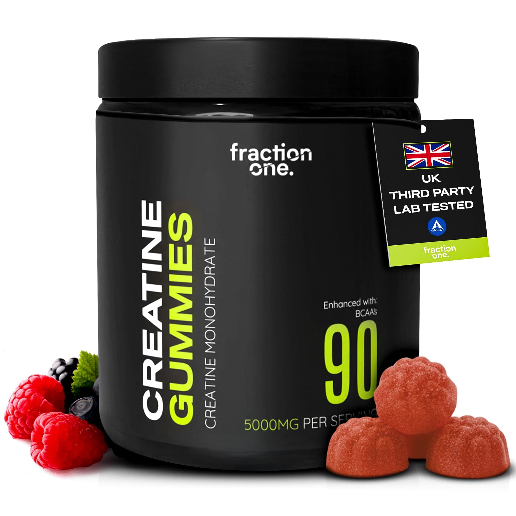 Creatine Monohydrate 90 Gummies – Lab Verified, UK 3rd Party Tested, 30 Days Supply - 5000mg with BCAA’s per Serving, Pre-Workout Support, Muscle Recovery, Gym Supplement for Men/Women