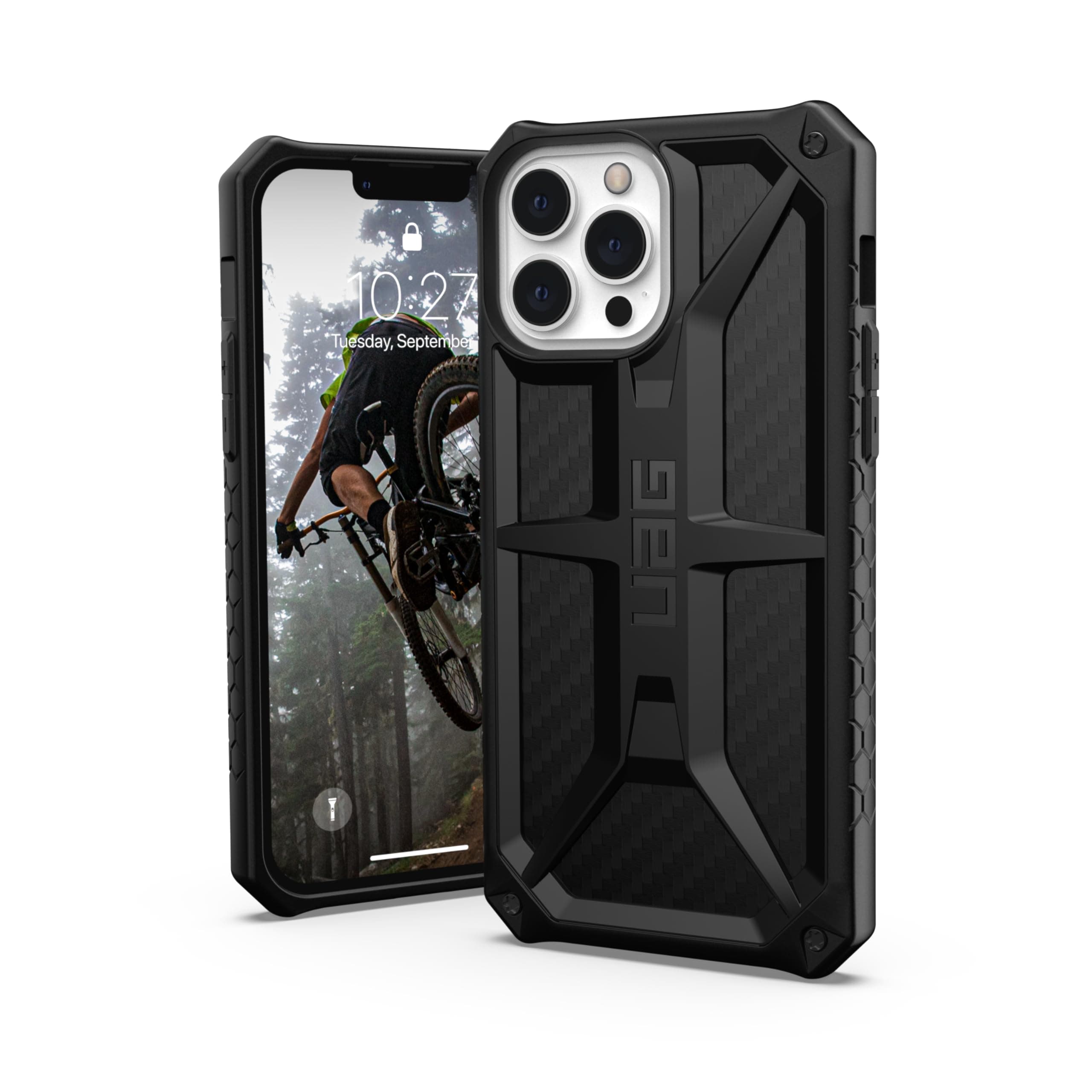 UAG Designed for iPhone 13 Pro Max Case Carbon Fiber Rugged Lightweight Slim Shockproof Premium Monarch Protective Cover, [6.7 inch Screen]
