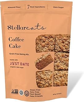 Stellar Eats Grain-Free Coffee Cake Baking Mix | Gluten-Free, Dairy-Free, Plant-Based, Paleo-Friendly, Naturally Sweetened with Date Sugar, Certified Kosher | Almond Flour-Based | 12.6 oz | 1 Pack