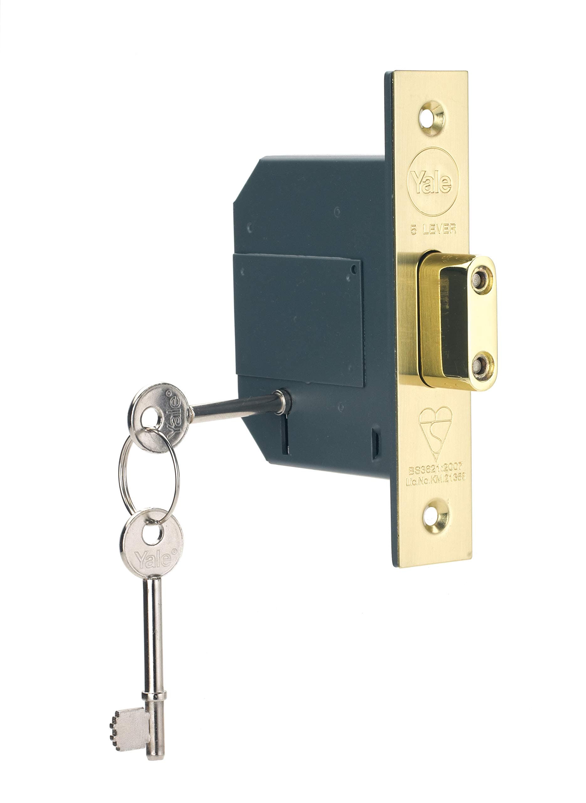 Yale PM562 High Security BS 5 Lever Mortice Dead Lock 76mm 3-inch - Polished Brass Finish - 2 Keys included