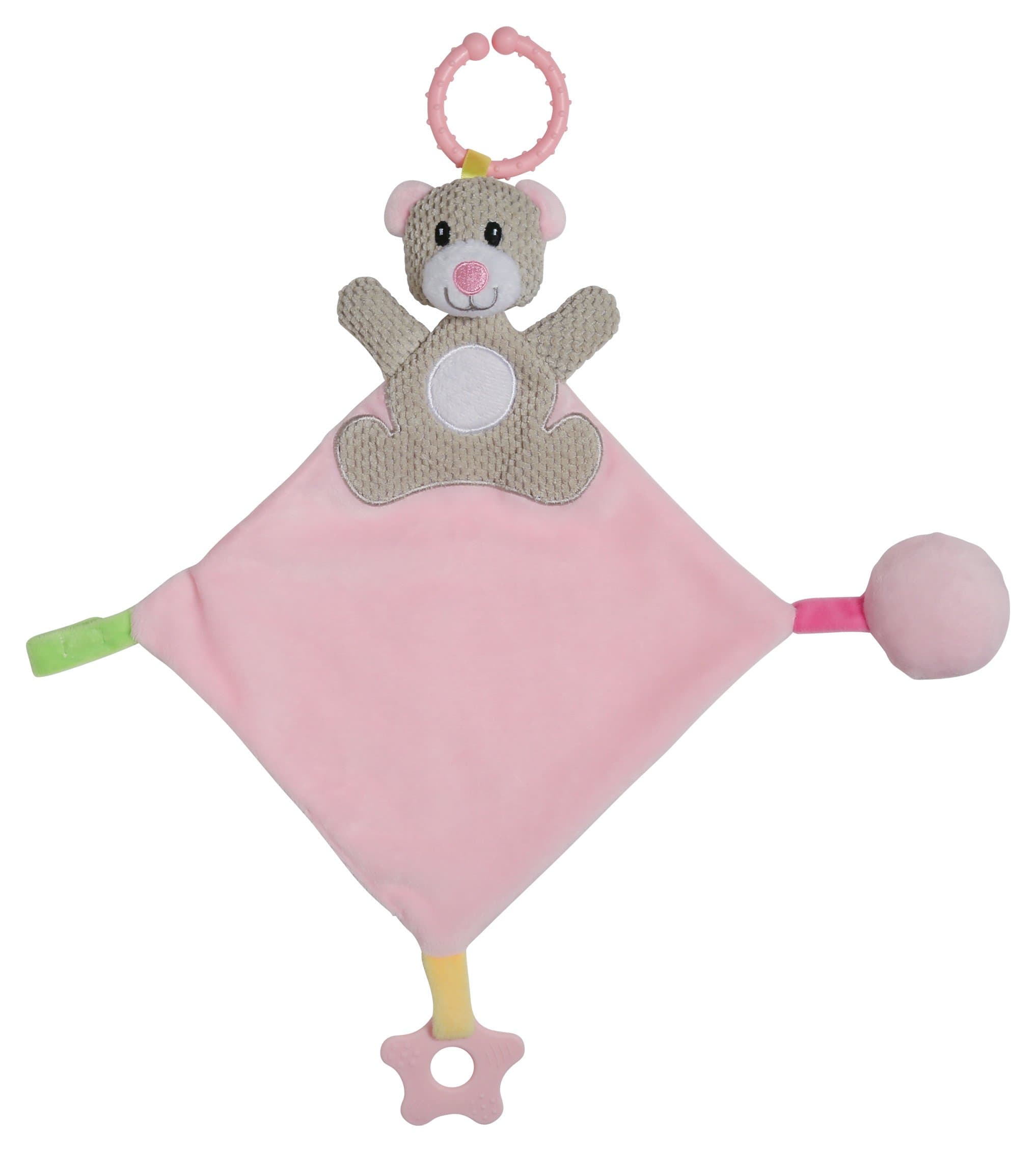 Cudlie! Bear Head Activity Lovie Security Blanket, Pink