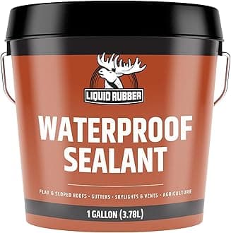 Liquid Rubber Waterproof Sealant – DIY Leak Repair Coating for Flat, Metal & Low Slope Roofs, Foundations, Gutters & More – Flexible Protective Membrane - Black - 1 Gallon