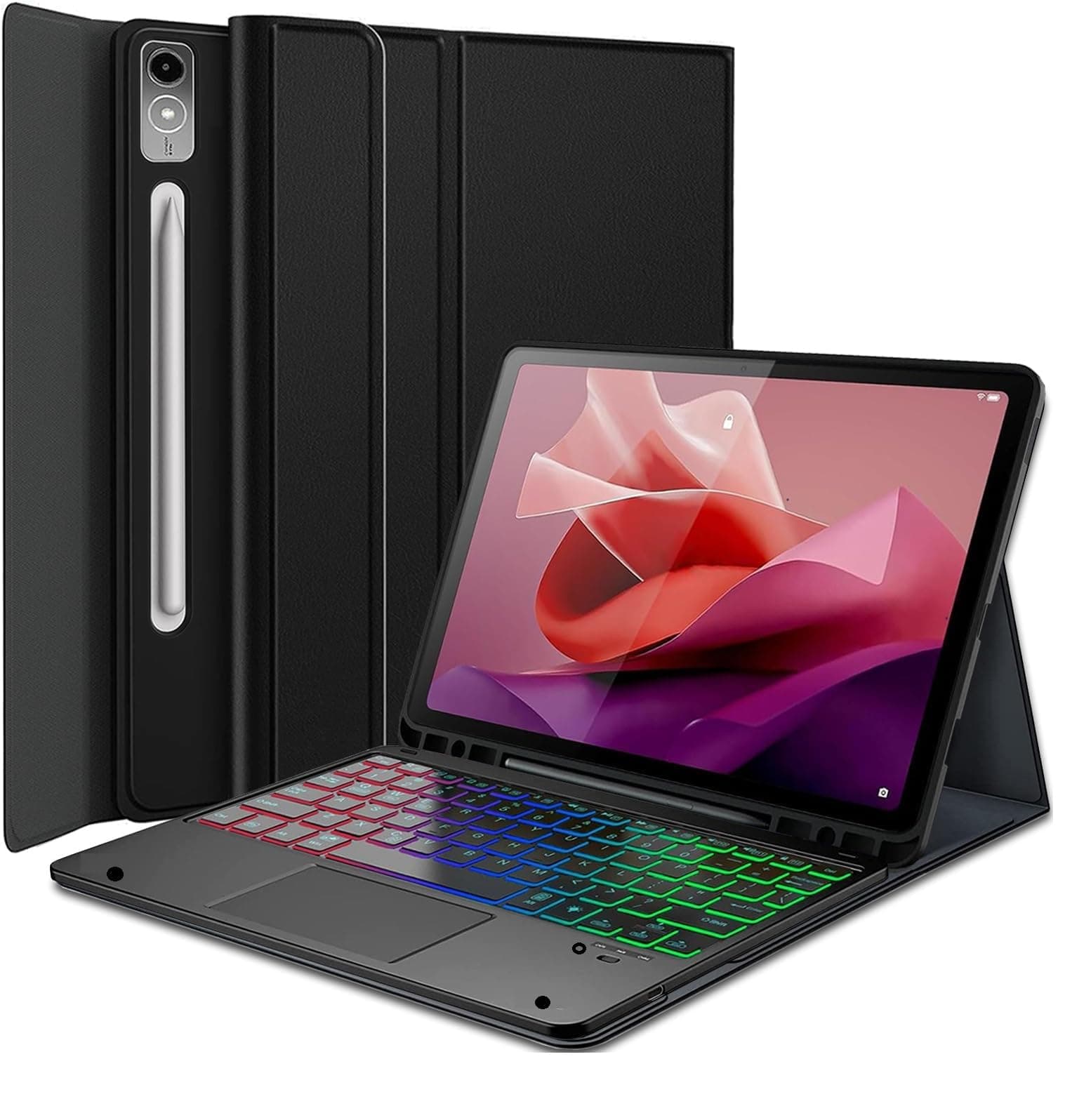 typecase Keyboard Case for Lenovo Tab P12 (12.7 Inch) with Multi Touch Trackpad & 7-Colors Backlit, Mutiple Viewing Angle, Magnetically Detachable Wireless Bluetooth Keyboard Cover for TB-370FU