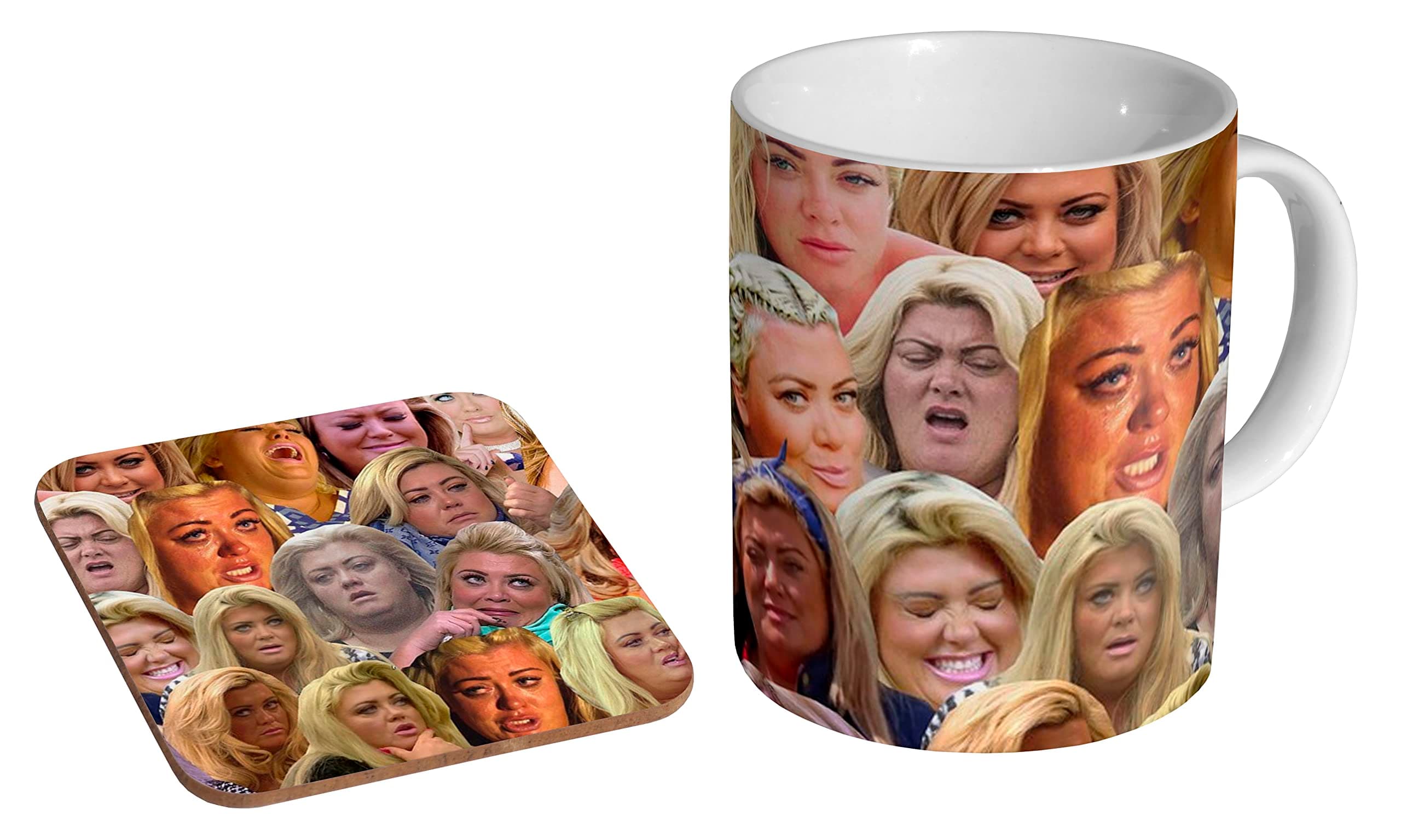 stopperGemma Collins Collage Funny - Ceramic Coffee Mug + Coaster Gift Set