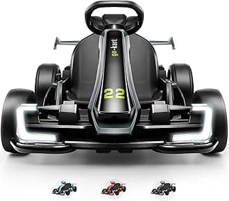 Hikole Go Kart for Kids Age 6-12, 24V Electric Drift Kart Car with Adjustable Seat, Speeds, 8.5MPH, Bright LED Lights, 300W Powerful Motor, 24 Volt Ride on Crazy Cart, Black