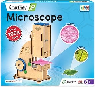 Smartivity DIY Microscope 100x Zoom Toy for Kids Age 8-10-12-14 Years Old | Birthday Gift for Boys & Girls | Science Toy for Kids 8-14 Years Old Students I STEM Sciene Kit