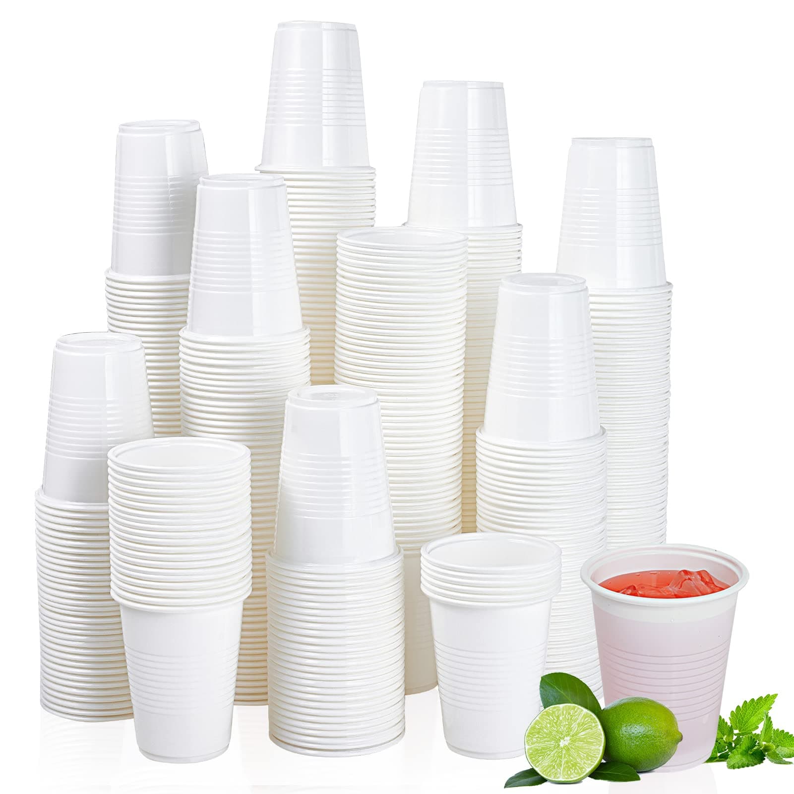 LILYMICKY500 Pack 7 oz Disposable Plastic Cups, Drinking Cups, White Party Cups for Birthday Parties, Picnics, Ceremonies, and Wedding