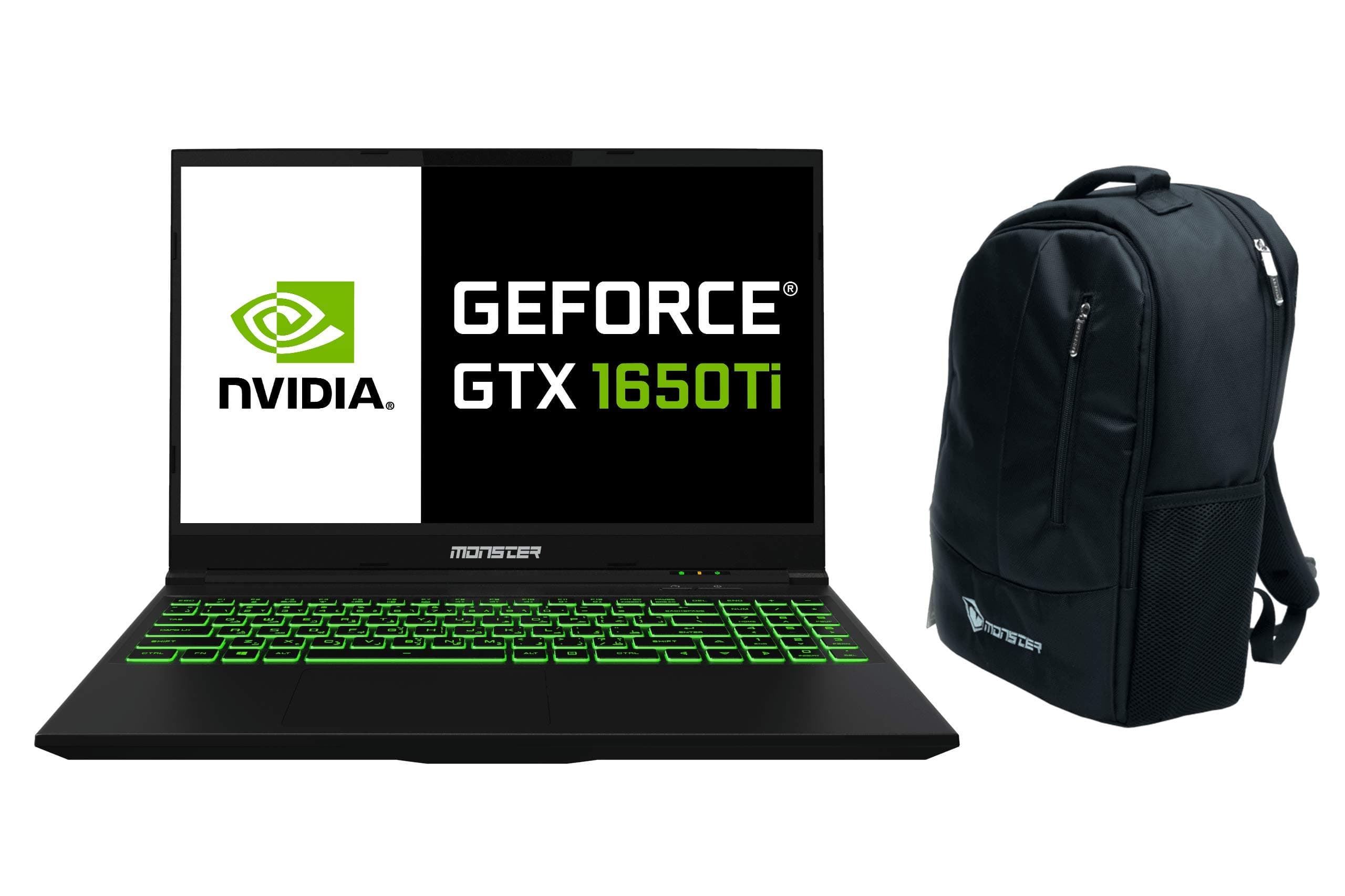 Monster Abra A5 V15.8 Gaming Notebook, Intel Core i7 10750H CPU, Gaming Laptop with 8GB RAM, 256GB SSD, Nvidia GeForce GTX-1650Ti, Windows 10 Home 15.6'' FHD 120Hz IPS-LED-Display + Backpack