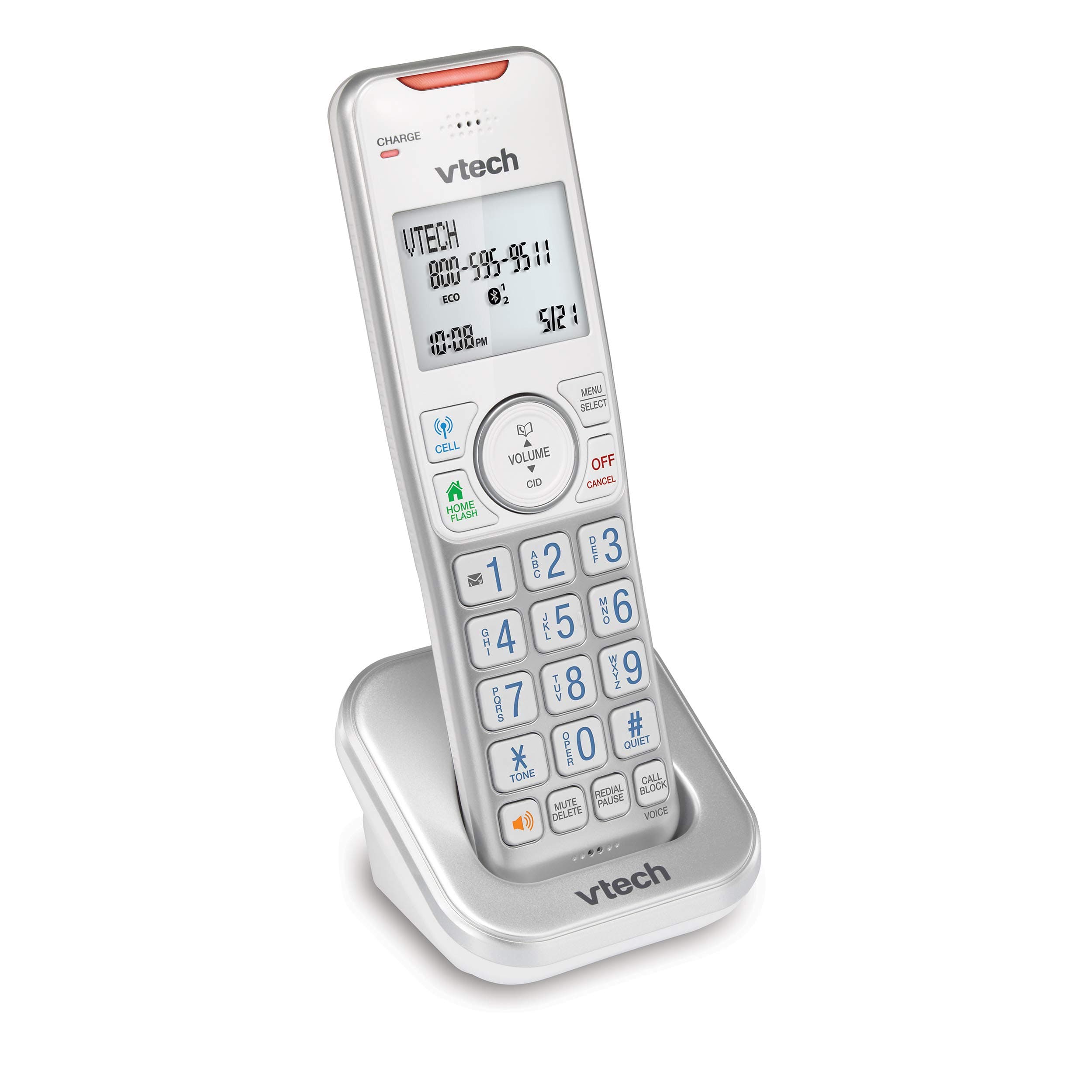 VTech Accessory Handset with Bluetooth Connect to Cell and Smart Call Blocker, VS112-07 (Silver & White)