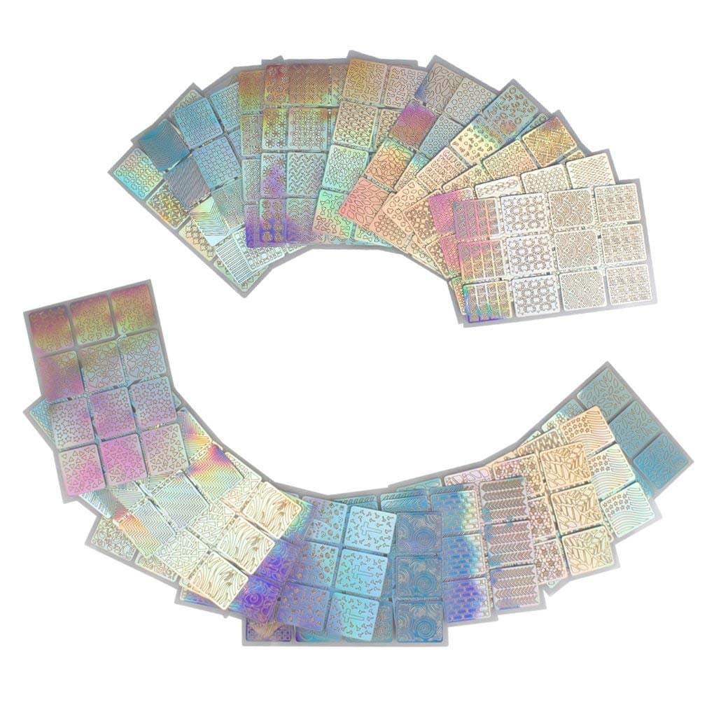 288 Pieces Nail Stickers Set, Hapdoo 24 Sheets 96 Designs Self-Adhesive Nail Vinyls Stencils 3D Decals for DIY Nail Art Decoration