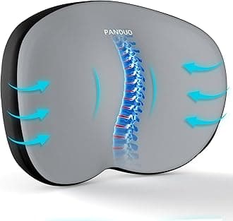 Lumbar Support Pillow for Office Chair, Memory Foam Lumbar Pillow for Lower Back Pain Relief (Grey)