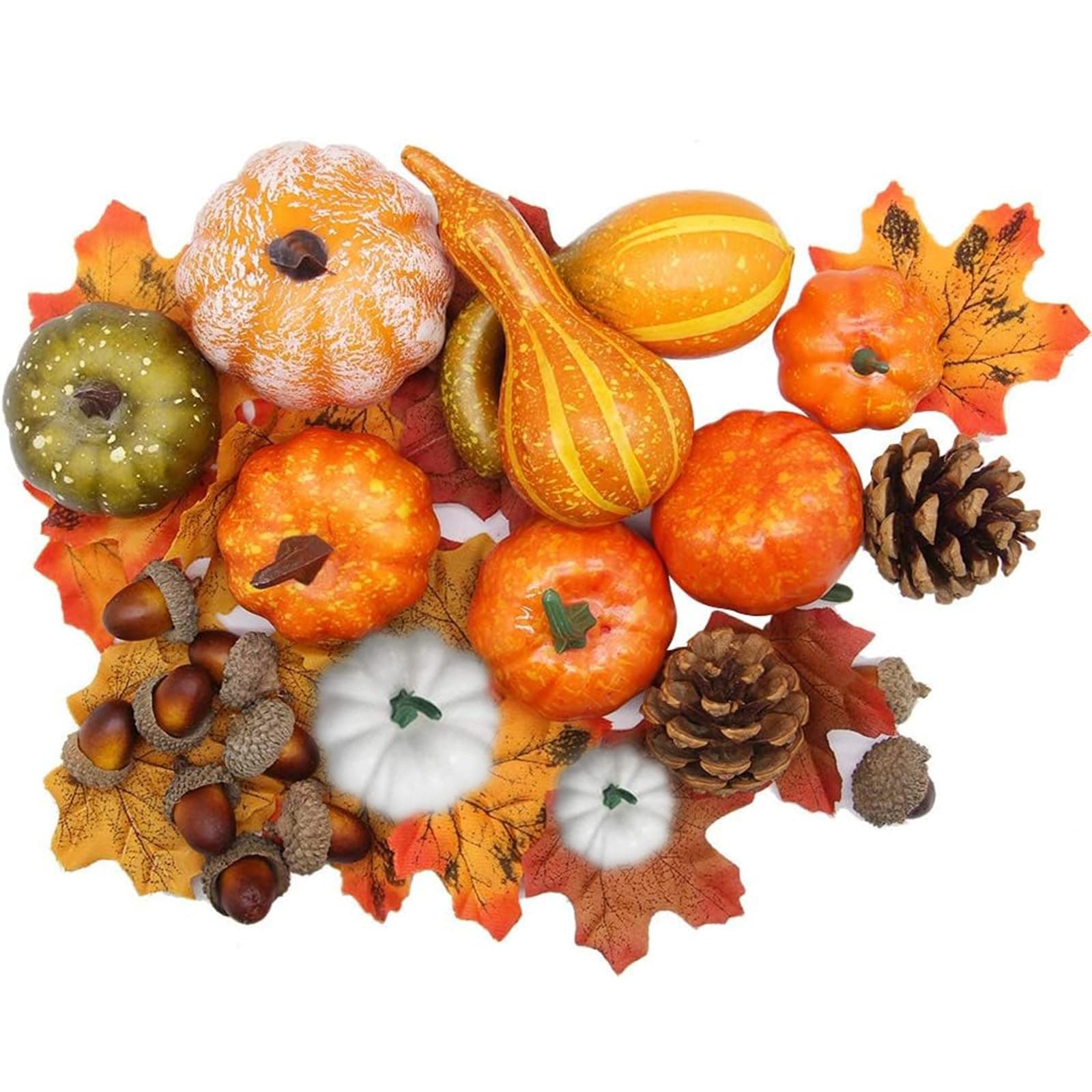 ANTOLE Artificial Pumpkins Decoration Set,Fall Decor Plastic Foam Fake Faux Crafts Lifelike Small Pumpkin for Decorating Home Halloween Farmhouse Autumn Thanksgiving Halloween Decor