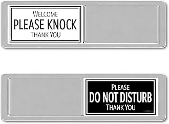 Black & White Please Do Not Disturb Sign, Welcome Please Knock Office Decor, Do Not Disturb Door Hanger Sign Alternative, In a Meeting Signs for Office Doors, 7x2 Meeting in Progress Signs