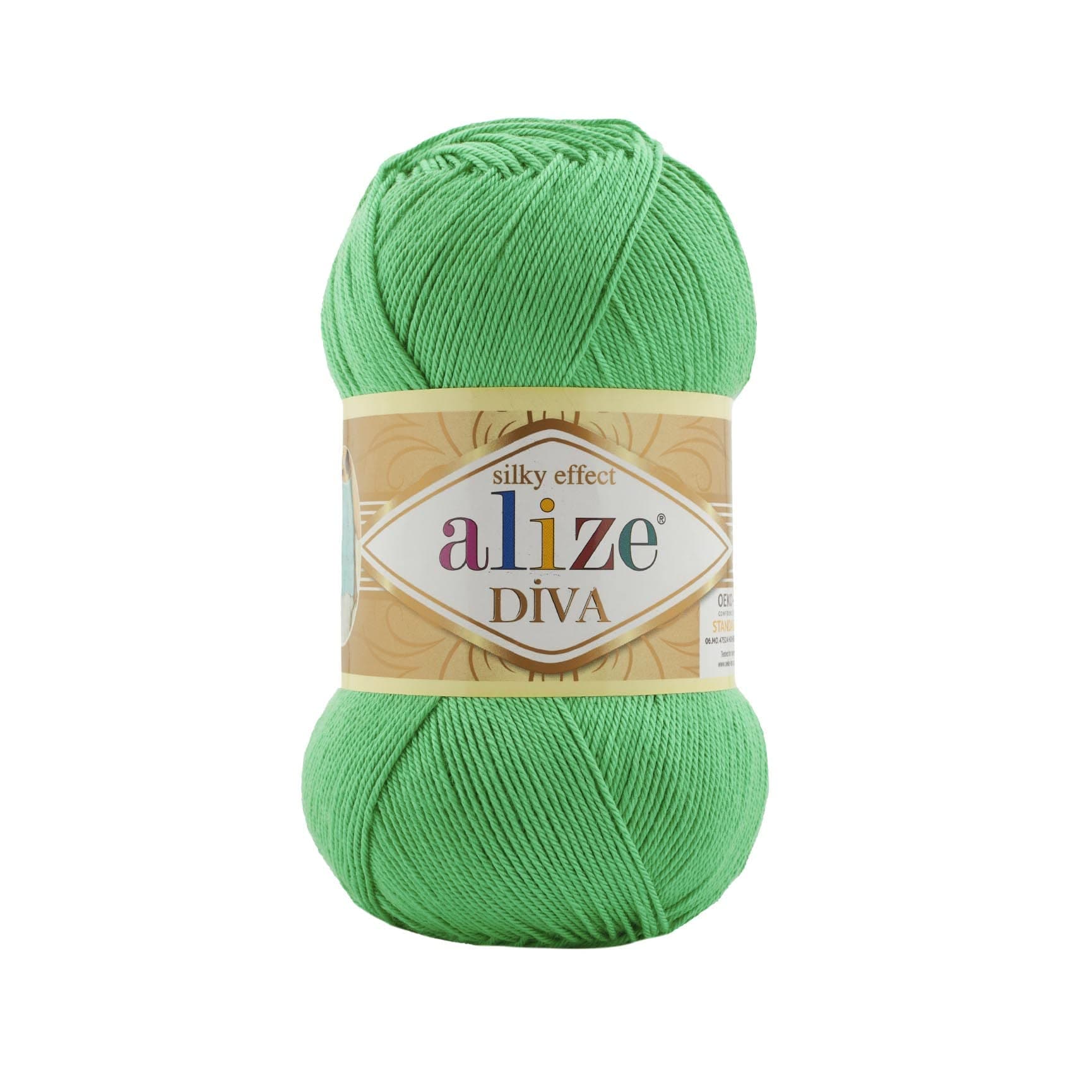 Alize Diva Silk Effect 100% Microfiber Acrylic Yarn 1 Ball skeins 100gr 383yds (778 - Spring Green)