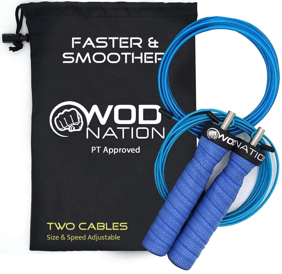 WOD Nation Attack Speed Jump Rope : Adjustable Jumping Ropes : Unique Two Cab...