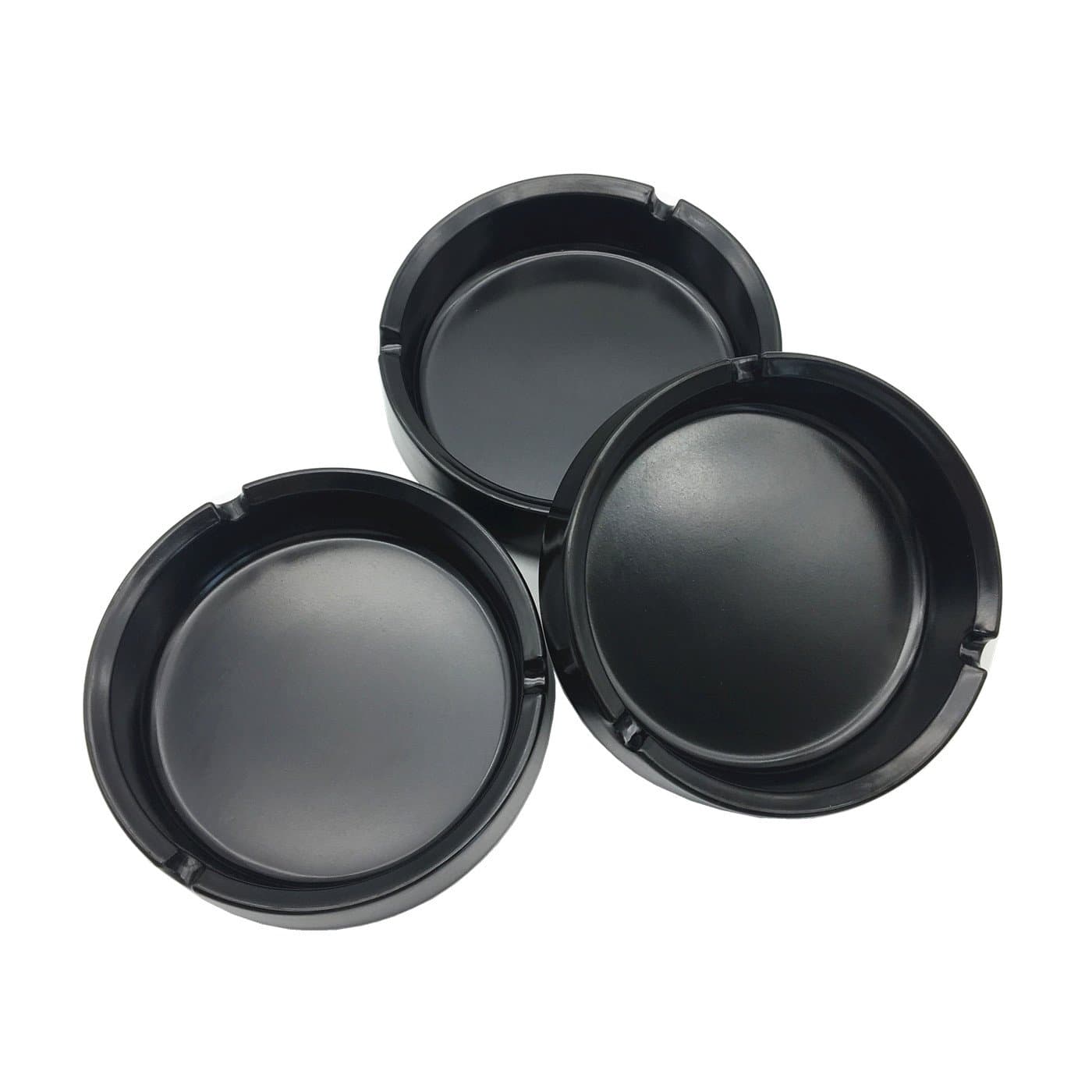 HERF Plastic Melamine Ashtrays Black, 3-Pack, M-4.1"