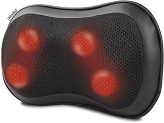 RENPHO Back Massager with Heat, Ultra Slim Shiatsu Lower Back Neck Massage Pillow, 3-Speeds with Net Cover Electric Shoulder Massage Gift for Mom/Dad at Car Home Office