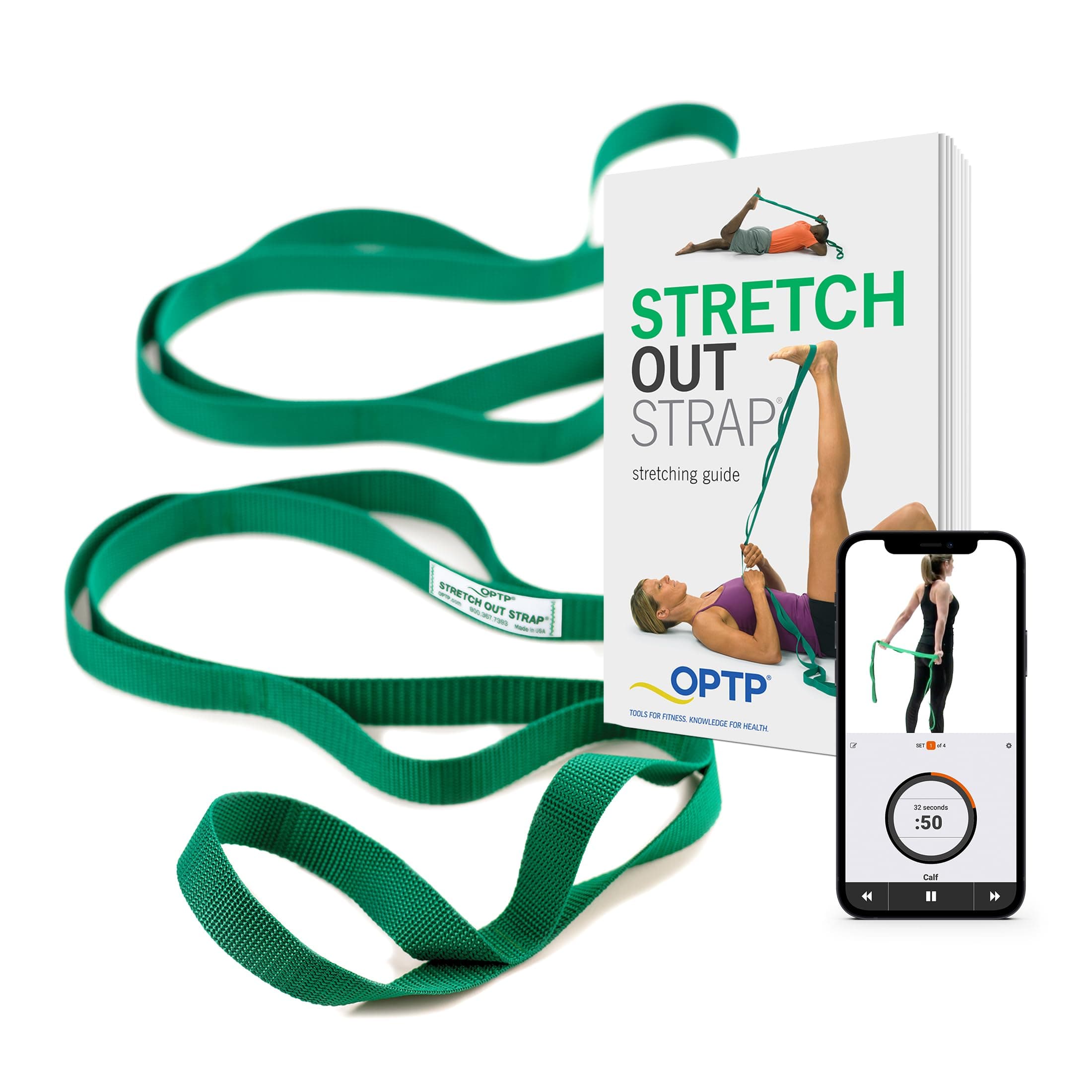 The Original Stretch Out Strap with Exercise Book, for Flexibility and Mobility Exercises. Stretch Out Straps for Physical Therapy, Yoga Stretching Strap and Knee Therapy Strap. Made in the USA