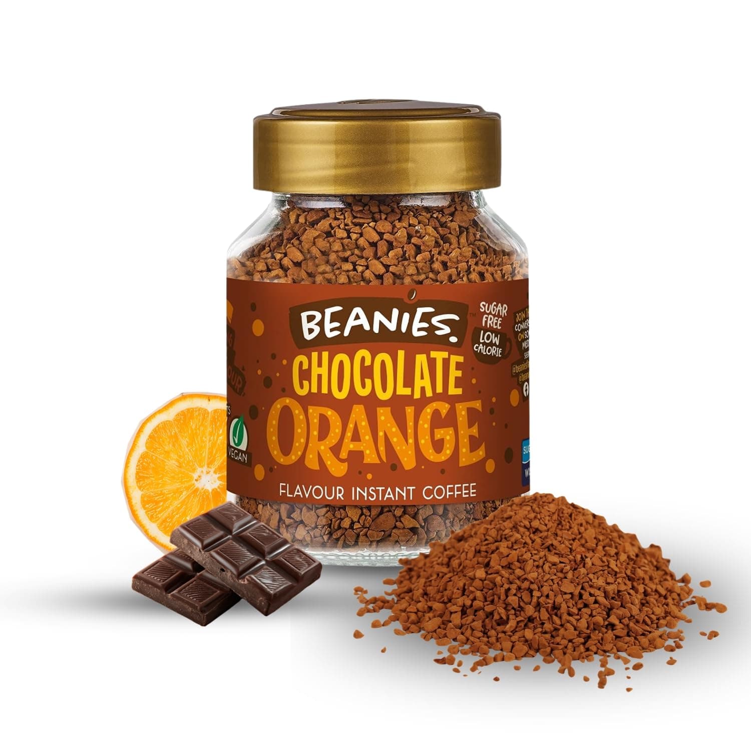 Beanies Chocolate Orange Flavoured Instant Coffee | 50g | Freeze Dried Coffee with Zesty Chocolate Orange