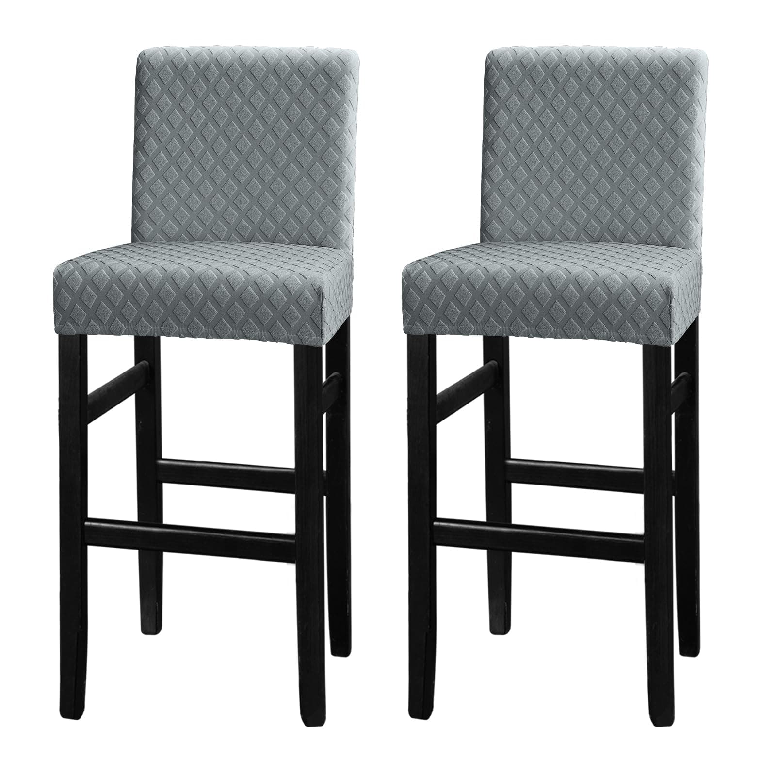 Lellen Bar Stool Covers - Jacquard Pattern Bar Stool Seat Covers Bar Chair Covers Barstool Slipcovers Pub Counter Height Chair Covers for Kitchen Dining Room Cafe(Light Grey)