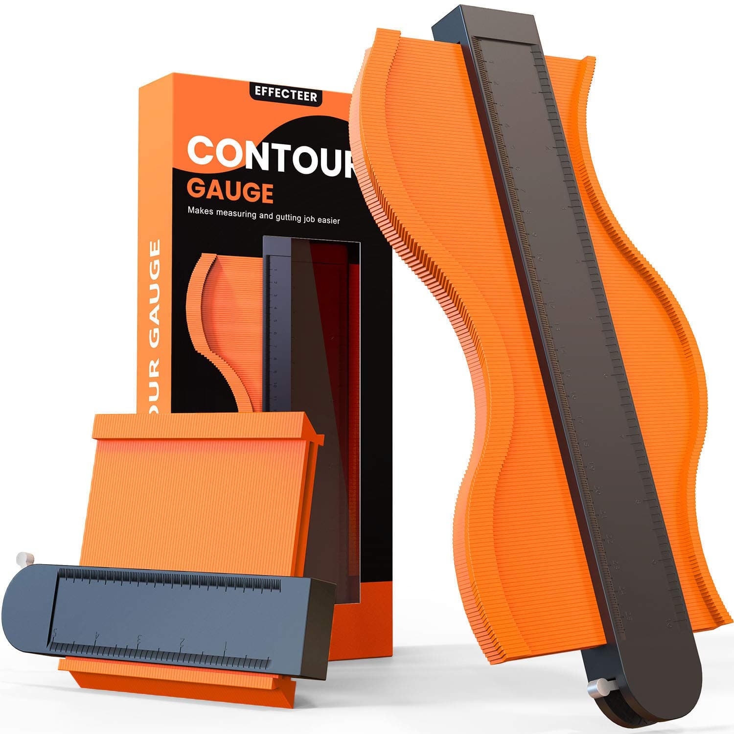 Contour Gauge with Lock,Shape Duplicator for Perfect Fit and Easy Cutting,10 Inch 5 Inch,Precisely Copy Irregular Shape Instant Template Perfect Fit for Corner/Pipe/Tile/Flooring/Molding/Wood