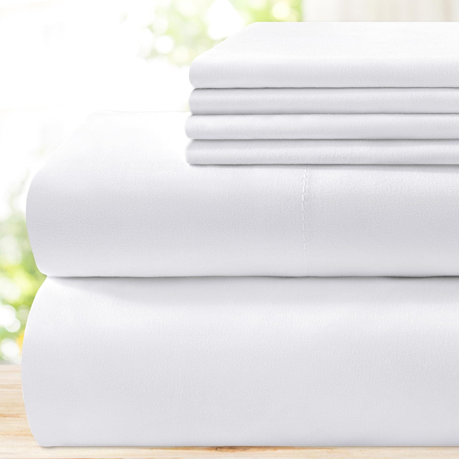 BYSURE King Size Sheets Set White - Super Soft Cooling Bed Sheets with Deep Pockets Hotel Luxury, 1800 Thread Count 100% Microfiber, Wrinkle & Fade Resistant