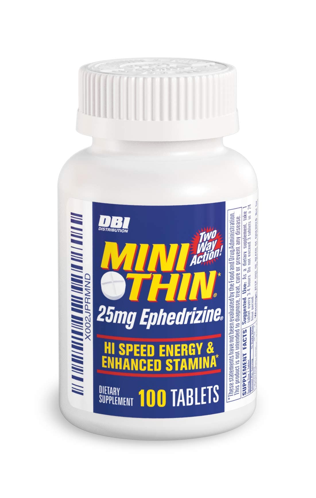 Mini Thin - Two-Way - Energy Tablets Formulated with Caffeine and Ephedrizine - 100 Tablets