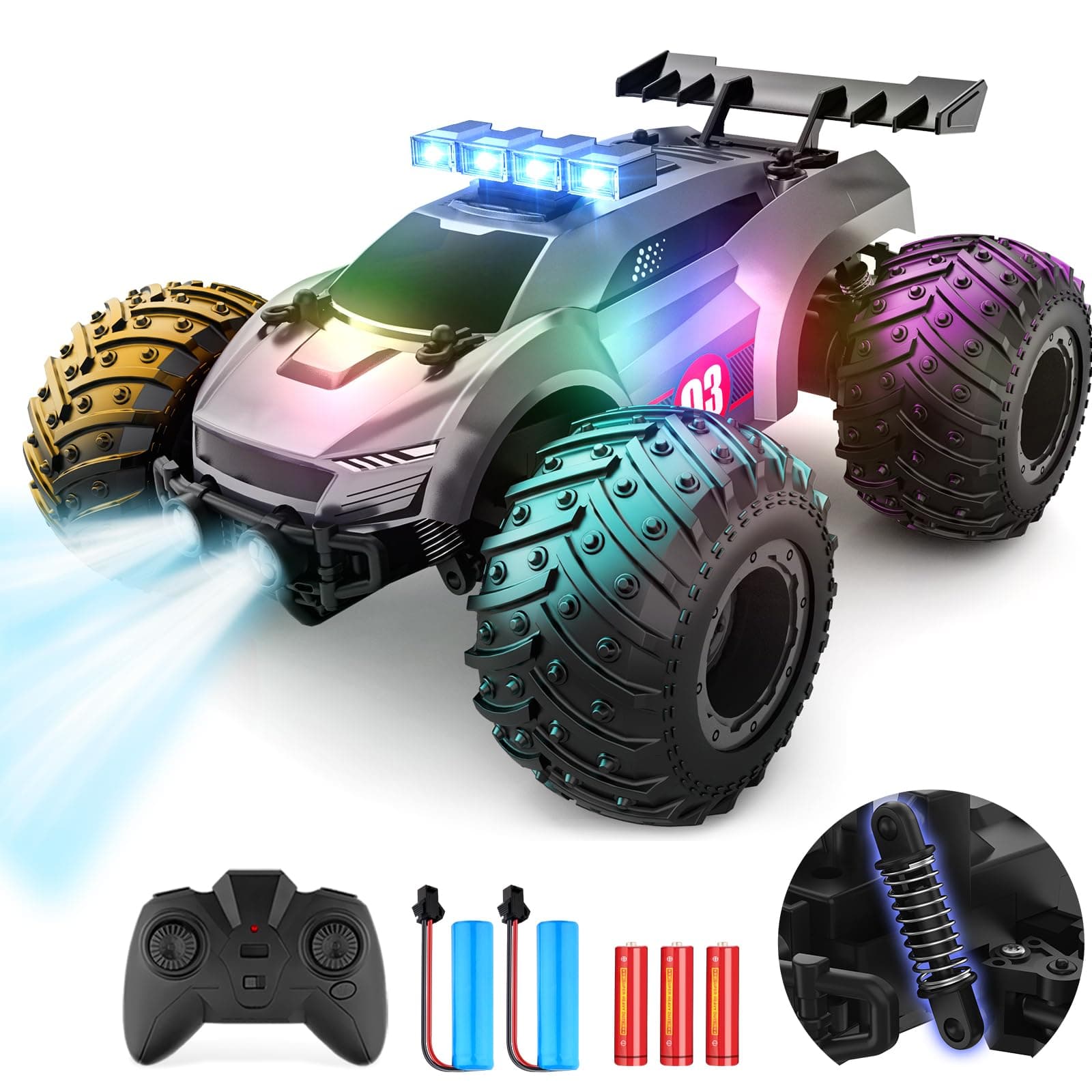 EpochAir Remote Control Car - 20km/h 1:18 High Speed RC Cars Offroad with RBC &Headlights &Headlamps, 2.4GHz Toy Car Gift for 3 4 5 6 7 8 9 10-12 Year Old Boys Girls Kids