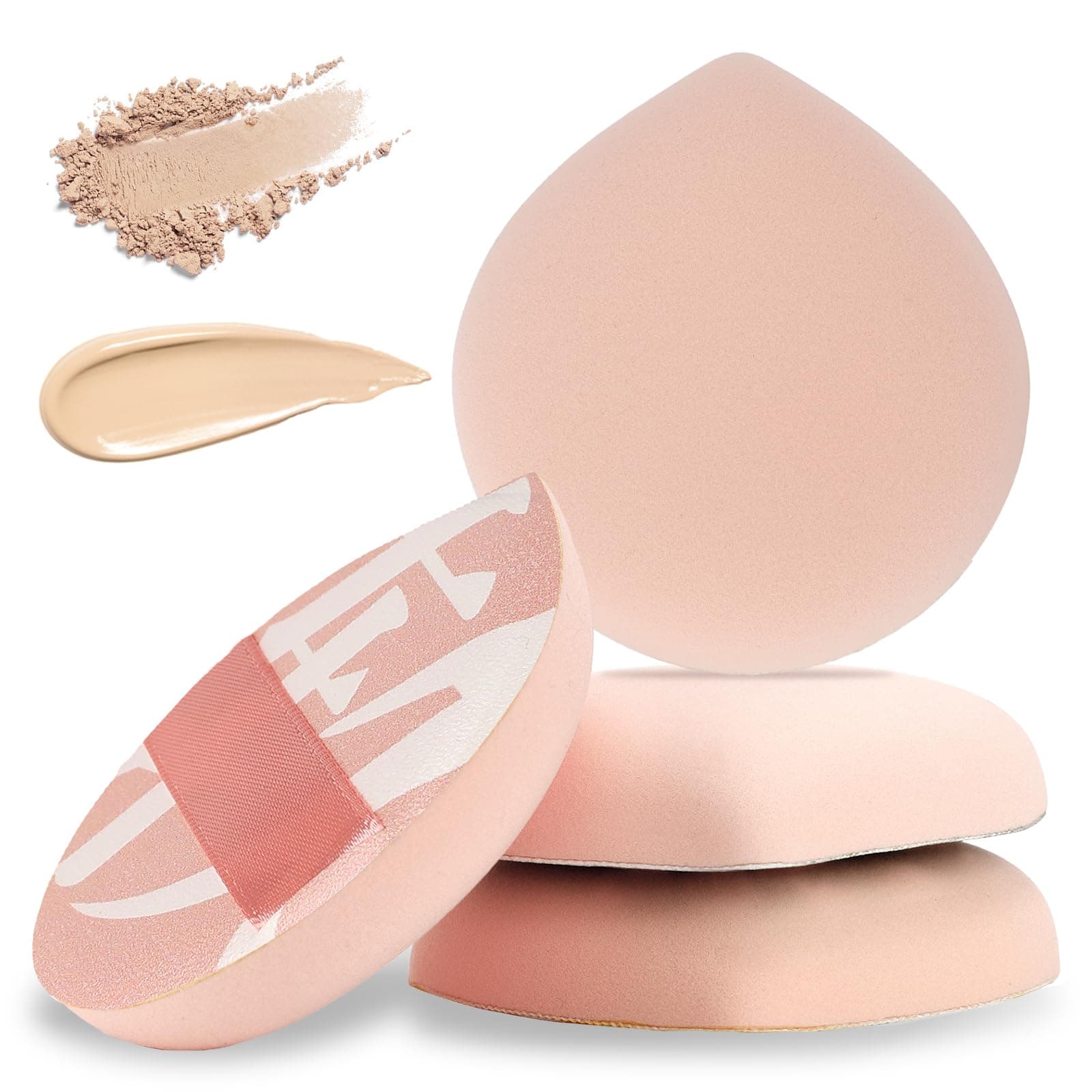 4 PCS Korean Makeup Puff, Soft Makeup Sponges Teardrop Setting Powder Puff Face Cushion Sponge for Foundation Concealer Liquid Cream - Medium