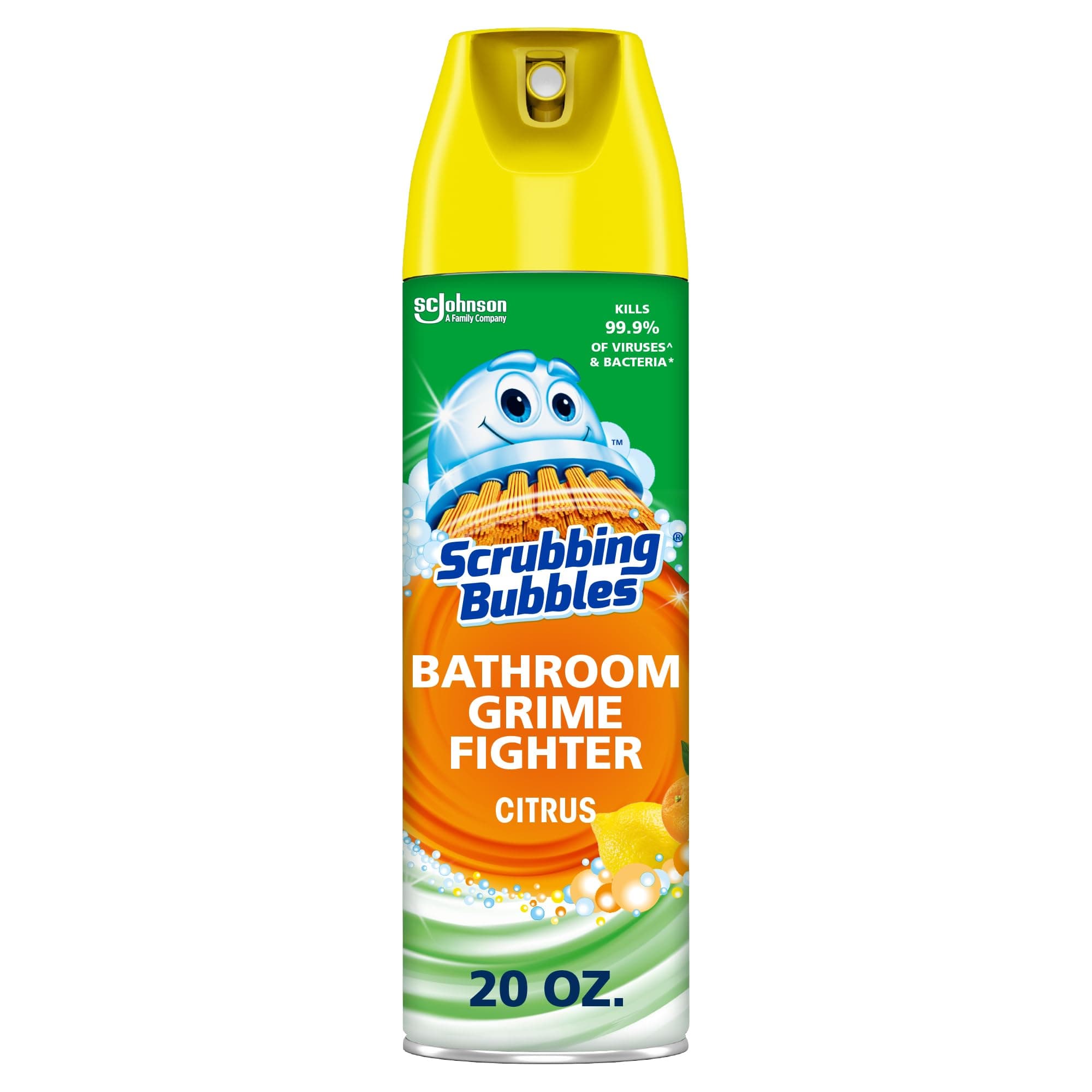Bathroom and Shower Cleaner Aerosol, Foaming Action Bathroom Grime Fighter, Citrus Scent, 20oz (Pack of 1)