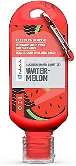 Watermelon 60ml Anti Bacterial Premium Hand Sanitiser Travel Size Refillable Clip Bottle Quick Drying Non Sticky Extra Moisturising Kills 99.9% of Viruses and Bacteria